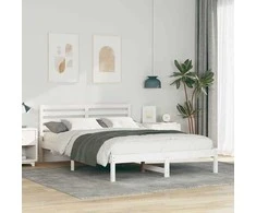 Lova Lovos rėmas Balta 140 x 210 cm Kietos pušies mediena