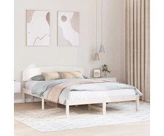 Lova Lovos rėmas Balta 150 x 200 cm Kietos pušies mediena