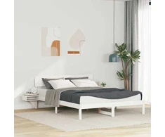 Lova Lovos rėmas Balta 150 x 200 cm Kietos pušies mediena
