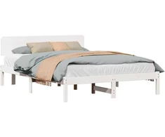 Lova Lovos rėmas Balta 150 x 200 cm Kietos pušies mediena