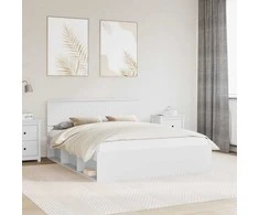 Lova Lovos rėmas Balta 160 x 200 cm Kietos pušies mediena