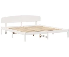 Lova Lovos rėmas Balta 200 x 200 cm Kietos pušies mediena