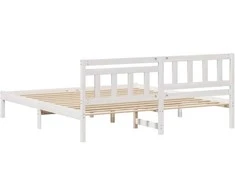 Lova Lovos rėmas Balta 200 x 200 cm Kietos pušies mediena