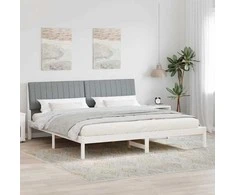 Lova Lovos rėmas Balta 200 x 200 cm Kietos pušies mediena