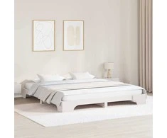 Lova Lovos rėmas Balta 200 x 200 cm Kietos pušies mediena