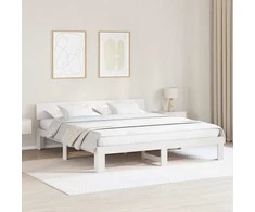 Lova Lovos rėmas Balta 200 x 200 cm Kietos pušies mediena