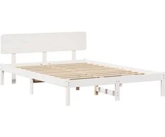 Lova Lovos rėmas Balta 200 x 200 cm Kietos pušies mediena