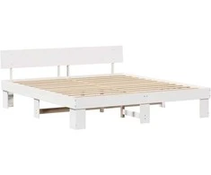 Lova Lovos rėmas Balta 200 x 200 cm Kietos pušies mediena