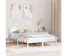 Lova Lovos rėmas Balta 200 x 200 cm Kietos pušies mediena
