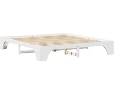 Lova Lovos rėmas Balta 200 x 200 cm Kietos pušies mediena