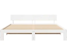 Lova Lovos rėmas Balta 200 x 200 cm Kietos pušies mediena