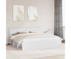 Lova Lovos rėmas Balta 200 x 200 cm Kietos pušies mediena