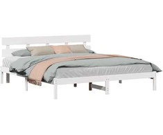 Lova Lovos rėmas Balta 200 x 200 cm Pušies medienos masyvas