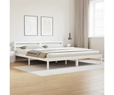 Lova Lovos rėmas Balta 225,5 x 205,5 x 69,5 cm Kietas pušies medis