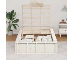 Lova Lovos rėmas Balta 75 x 190 cm Kietos pušies mediena