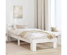 Lova Lovos rėmas Balta 90 x 190 cm Kietos pušies mediena