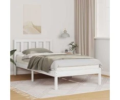 Lova Lovos rėmas Balta 90 x 190 cm Kietos pušies mediena