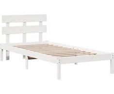 Lova Lovos rėmas Balta 90 x 190 cm Pušies medienos masyvas