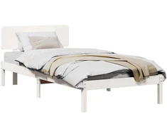 Lova Lovos rėmas Balta 90 x 200 cm Kietos pušies mediena