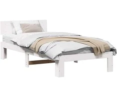 Lova Lovos rėmas Balta 90 x 200 cm Kietos pušies mediena