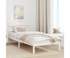 Lova Lovos rėmas Balta 90 x 200 cm Pušies medienos masyvas