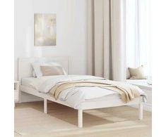 Lova Lovos rėmas Balta 90 x 200 cm Pušies medienos masyvas