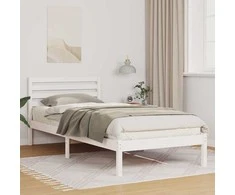 Lova Lovos rėmas Balta 90 x 210 cm Kietos pušies mediena