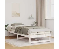 Lova Lovos rėmas Balta 90 x 220 cm Kietos pušies mediena