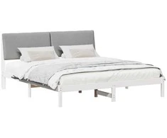 Lova Lovos rėmas Balta ir šviesiai pilka 200 x 200 cm Pušies masyvas