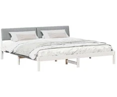 Lova Lovos rėmas Balta ir šviesiai pilka 200 x 200 cm Pušies masyvas