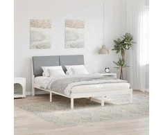 Lova Lovos rėmas Balta ir šviesiai pilka 150 x 200 cm Pušies masyvas