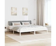 Lova Lovos rėmas Balta ir šviesiai pilka 200 x 200 cm Pušies masyvas