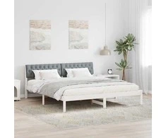 Lova Lovos rėmas Balta ir šviesiai pilka 180 x 200 cm Pušies masyvas