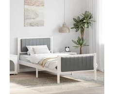 Lova Lovos rėmas Balta ir šviesiai pilka 90 x 190 cm Pušies masyvas