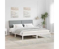 Lova Lovos rėmas Balta ir šviesiai pilka 200 x 200 cm Pušies masyvas