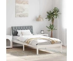 Lova Lovos rėmas Balta ir šviesiai pilka 90 x 200 cm Pušies masyvas