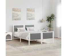 Lova Lovos rėmas Balta ir šviesiai pilka 140 x 200 cm Pušies masyvas