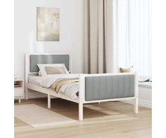 Lova Lovos rėmas Balta ir šviesiai pilka 90 x 190 cm Pušies masyvas