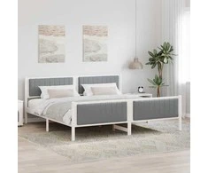 Lova Lovos rėmas Balta ir šviesiai pilka 200 x 200 cm Pušies masyvas