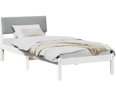 Lova Lovos rėmas Balta ir šviesiai pilka 90 x 200 cm Pušies masyvas