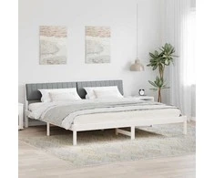 Lova Lovos rėmas Balta ir šviesiai pilka 200 x 200 cm Pušies masyvas