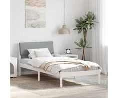 Lova Lovos rėmas Balta ir šviesiai pilka 90 x 190 cm Pušies masyvas