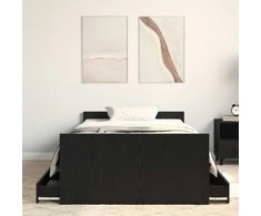 Lova Lovos rėmas Juodas ąžuolas 203 x 93 x 50 cm Apdirbta mediena