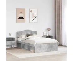 Lova Lovos rėmas Betoninė 120 x 190 cm Kietos pušies mediena