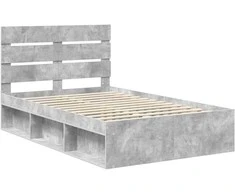 Lova Lovos rėmas Betoninė 120 x 200 cm Kietos pušies mediena