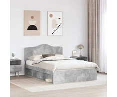 Lova Lovos rėmas Betoninė 140 x 190 cm Kietos pušies mediena