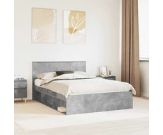 Lova Lovos rėmas Betoninė 140 x 190 cm Kietos pušies mediena