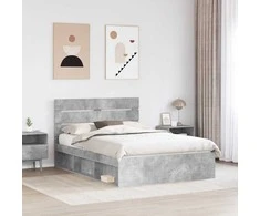 Lova Lovos rėmas Betoninė 140 x 200 cm Kietos pušies mediena