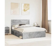 Lova Lovos rėmas Betoninė 160 x 200 cm Kietos pušies mediena