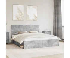 Lova Lovos rėmas Betoninė 180 x 200 cm Kietos pušies mediena